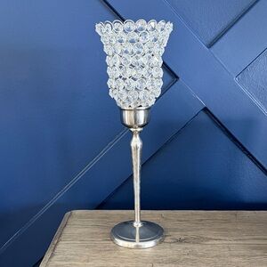 Elegant Silver Crystal Candle Holder